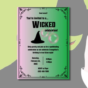 Wicked Birthday Party Invitation Template | Digital Download | Wicked Theme Invitation | Canva Editable Template
