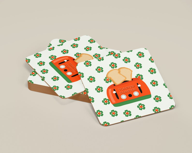 Set of 4 Retro Cork Coasters Toaster Coasters Coaster Etsy