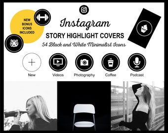 Icon Set | Instagram Story Highlight Icon Covers | Black and White Minimalist | Ready to Use | Bloggers, Lifestyle, Fashion, Photography