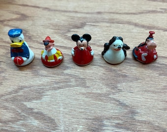 5 Stück Marx Disney Rolykins Pinocchio, Donald Duck, Goofy, Mickey & Chipmunk