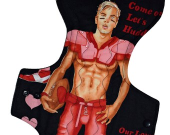 Super Core- Sexy Football Hunk Pinups Reusable Cloth Goddess XL/Postpartum Pad- WindPro Fleece- 16.5 Inches