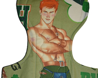 Super Core- Sexy Patrick Hunk Pinups Reusable Cloth Goddess XL/Postpartum Pad- WindPro Fleece- 16.5 Inches