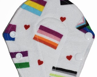 Liner Core- Pride Flags Flannel Reusable Cloth Thong Liner Pad- Windpro Fleece- 8 Inches