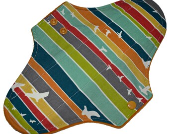 Moderate Core- Birds in Flight Reusable Cloth Maxi Pad- WindPro Fleece- 10 Inches (25.5 cm)