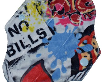 Liner Core- Graffiti Minky Reusable Cloth Petite Pad- WindPro Fleece- 6.5 Inches