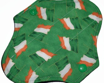 Liner Core- Irish Flags Reusable Cloth Petite Pad- 6.5 Inches