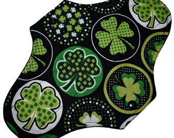 Moderate Core- Lucky Shamrocks Reusable Cloth Maxi Pad- WindPro Fleece- 10 Inches (25.5 cm)