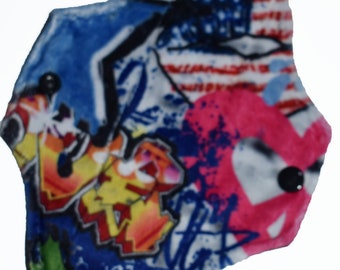 Liner Core- Graffiti Minky Reusable Cloth Mini Pad- WindPro 7.5 Inches (19 cm)