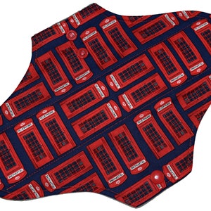 Moderate Core Red Tardis Phone Booth Reusable Cloth Maxi Pad WindPro Fleece 10 Inches 25.5 cm image 1