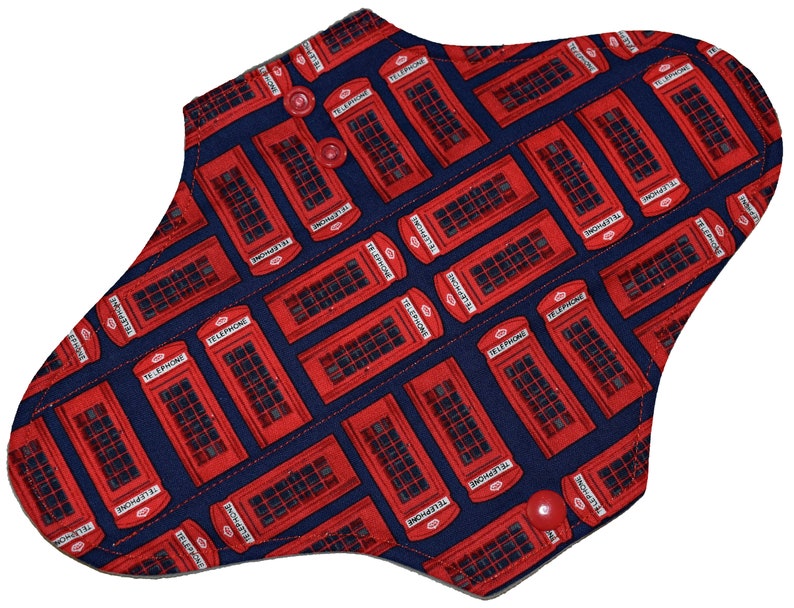 Moderate Core Red Tardis Phone Booth Reusable Cloth Maxi Pad WindPro Fleece 10 Inches 25.5 cm image 1