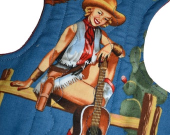 Super Core- Sexy Cowgirl Pinups Reusable Cloth Goddess XL/Postpartum Pad- WindPro Fleece- 16.5 Inches