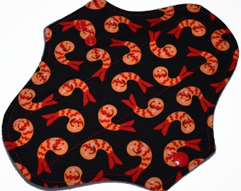 Light Core- Smiley Shrimp Reusable Cloth Pantyliner Pad- WindPro Fleece- 8.5 Inches