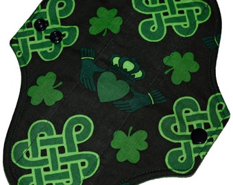 Light Core- Green Celtic Knots Reusable Cloth Pantyliner Pad- WindPro Fleece- 8.5 Inches