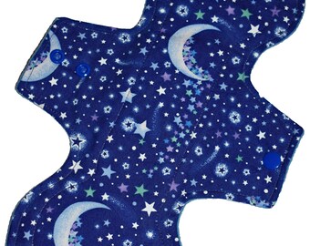 Moderate Core- Purple Celestial Reusable Cloth Overnight Pad- WindPro Fleece 10.5 Inches (26.5 cm)