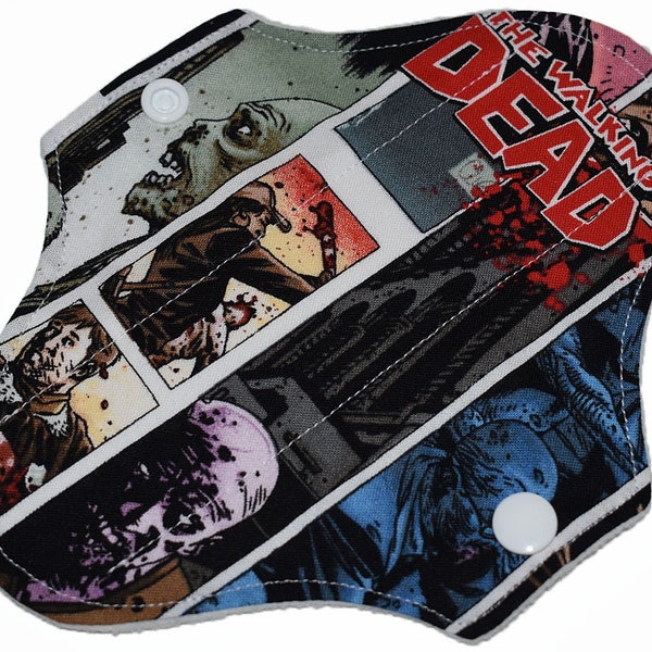 Liner Core- Walking Dead Comic Strip Reusable Cloth Petite Pad- WindPro Fleece- 6.5 Inches