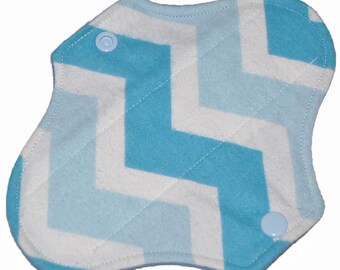 Liner Core- Blue Chevron Flannel Reusable Cloth Petite Pad- WindPro Fleece- 6.5 Inches