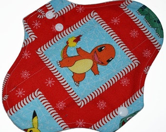 Light Core- Fire Monster Holiday Reusable Cloth Pantyliner Pad- WindPro Fleece- 8.5 Inches