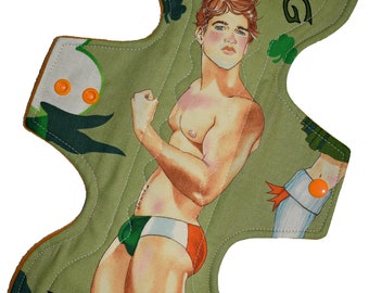 Heavy Core- Sexy Irish Hunks Reusable Cloth Goddess Pad- WindPro Fleece 12.5 Inches (31.75 cm)