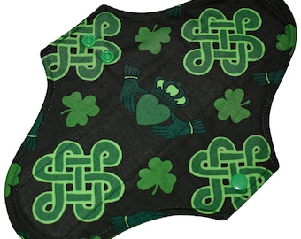 Moderate Core- Celtic Knots Reusable Cloth Maxi Pad- WindPro Fleece- 10 Inches (25.5 cm)