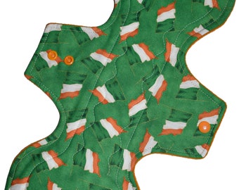 Heavy Core- Irish Pride Flags Reusable Cloth Goddess Pad- WindPro Fleece 12.5 Inches (31.75 cm)