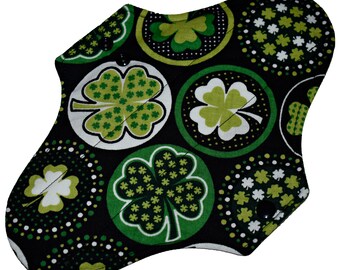 Moderate Core- Lucky Shamrocks Reusable Cloth Maxi Pad- WindPro Fleece- 10 Inches (25.5 cm)