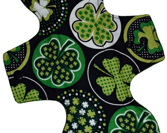 Moderate Core- Lucky Shamrocks Reusable Cloth Overnight Pad- WindPro Fleece 10.5 Inches (26.5 cm)