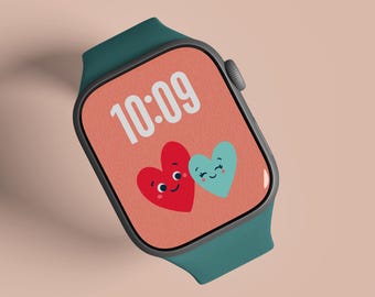 Tapeta na Apple Watch z motywem walentynek | Wzór „Słodkie Serca” (do pobrania cyfrowego)