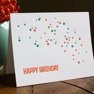 Letterpress Birthday Card - Happy Birthday Dots - Folded Single Greeting Card
