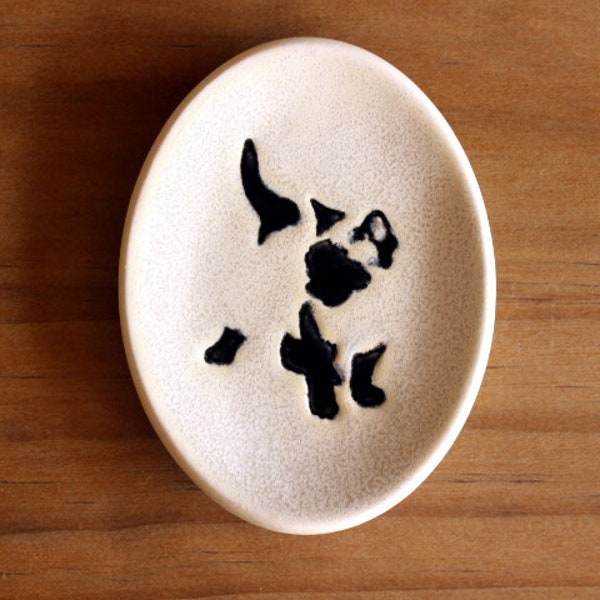 Ceramic CAT Ring Dish - Handmade Cream Porcelain Siamese Kitten Dish - Trinket Dish - Gift for Her - Ready To Ship