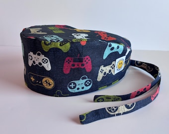 Gamer Scrub Cap Gaming Doctor Nurse Surgical Hat Video Game Tie Back Cap For Surgeon