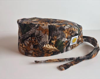 Realtree Advantage Hunting Camo Scrub Cap Unisex Cotton Tie-Back Surgical Hat