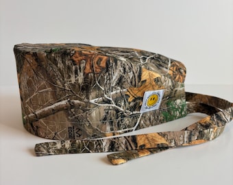 Realtree Edge Camo, Leaves and Branches: Unisex Cotton Tie-Back Surgical Hat