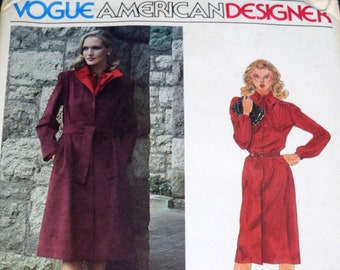 Vogue 2559, Size 12 Bust 34, Designer Kasper Uncut Sewing Pattern, Misses Coat Belt Dress, Trench Coat, American Designer