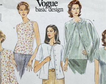 Vogue 1750, Size 6 8 10, Misses Cardigan Top, Uncut Pattern, Sleeveless Twinset