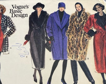 Vogue 2347 Misses Coat Basic Design Sizes 14 16 18 A Line Loose Uncut Pattern