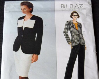 Vogue 1333 Bill Blass Sz 8 10 12 Skirt Jacket Pants Uncut Pattern Office Work