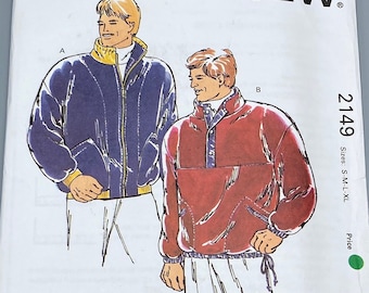 Kwik Sew 2149 Mens Jackets Fleece Uncut Sewing Pattern Size S M L XL Pullover or Zip Front