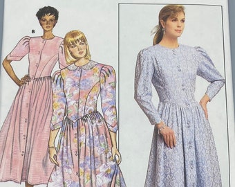 Butterick 4688, Size 14 Bust 36, Misses 1980s Midi Drop Waist Dress, Uncut Sewing Pattern, Shoulder Pads Cottagecore