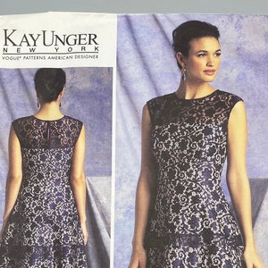 Vogue V1393 Storlek 6 8 10 12 14 Kay Unger NY Klänning Mönster Karriär Cocktailkjol Oklippt