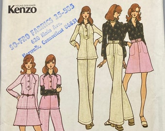 Butterick 3030, Size 10 Bust 32.5, Kenzo 1970s Sewing Pattern, Uncut, Tunic Top Pants Skirt