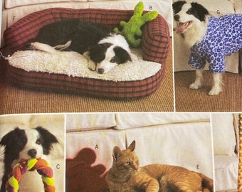 Butterick 4048 Pet Accessories, Sewing Pattern for Pets, Uncut Factory Folded, Cat Bed Bean Bag Dog Bed Toys