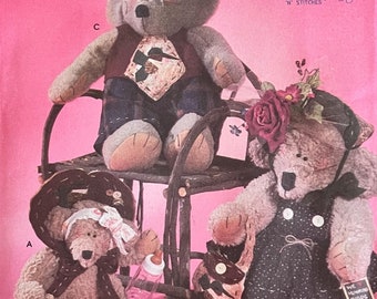 Simplicity Crafts 5461 Teddy Bear Stuffies With Vests Jacket