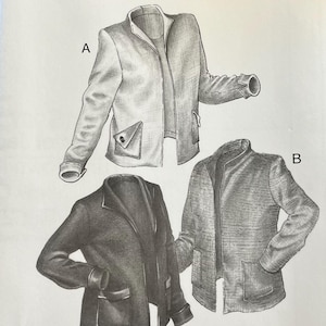 May include: A sewing pattern for a Bristol jacket. The pattern includes three different styles of jackets, labeled A, B, and C. The pattern is from Great Copy Patterns and is numbered #2420.