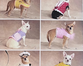 Simplicity 2393 Size XXS XS S M Small Dog Clothes Uncut Sewing Pattern Designs for Dinky Dogs Shirts Hat Beret Jacket