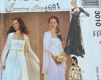 McCalls 3010, Tamanho 12 14 16, Vestido de noiva Misses' Bridesmaid Estilo renascentista, Sem corte, Gótico