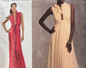 Vogue V1030 Size 6 8 10 12 Badgley Mischka Floor Length Dress Uncut Sewing Pattern Gown American Designer