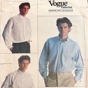 Vogue 2208 Size 16.5 17 17.5 PERRY ELLIS Mens Button Shirt Uncut Pattern Office Formal