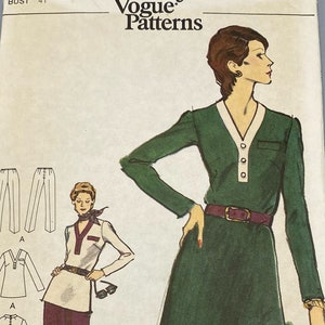 Vogue 8434 Size 18.5 B41 Misses 1972 Tunic Dress Pants Uncut Sewing Pattern