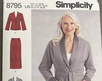 Simplicity 8796 Size 16-24 Misses Straight Skirt Belted Jacket Uncut Pattern