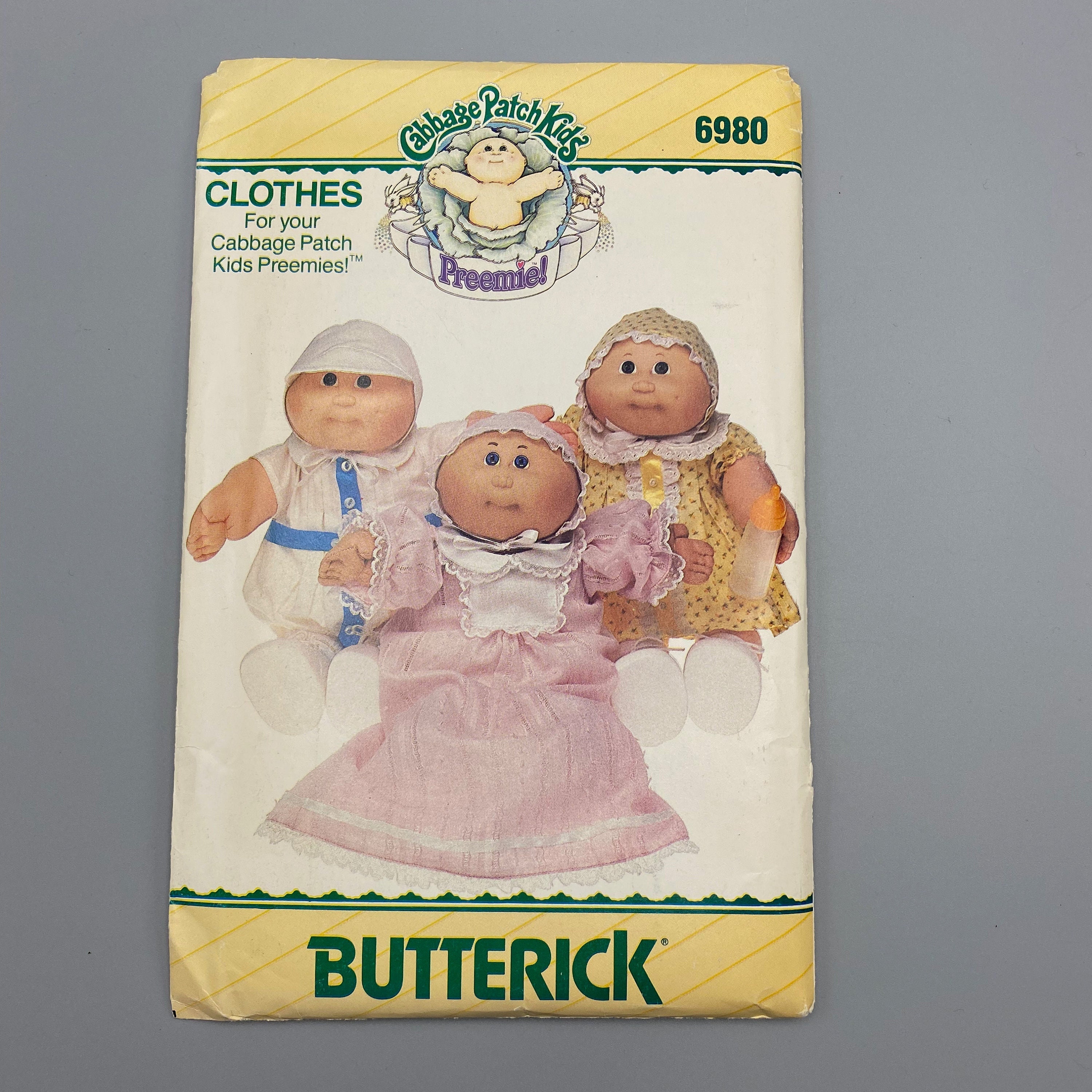 Cabbage Patch Kids Preemie Clothes Sewing Pattern, Butterick 6980, 1984 ...